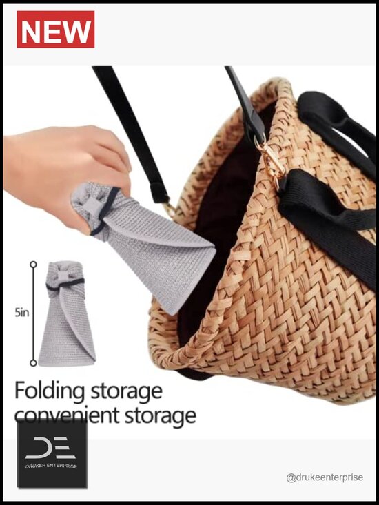 Foldable Straw Sun Visor Hat with Wide Brim, Adjustable Size, UPF 50+ Protection main image 4